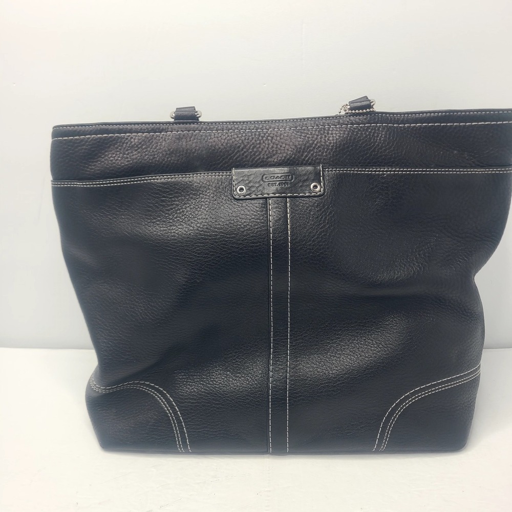 Coach Hamilton Pebbled Leather Handbag Tote Purse Bag 13083 Black Large